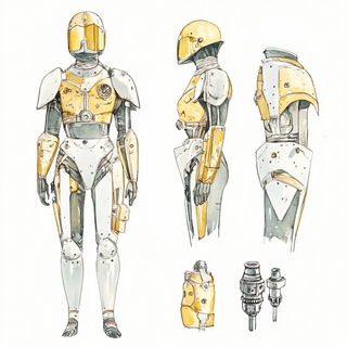 Chromaheraldry style, Midjourney V6.1: concept art character design of retropunk steam knight