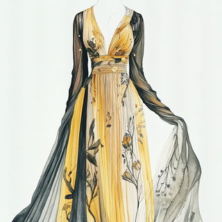 Chromaheraldry style, Midjourney V6.1: haute-couture fashion outfit