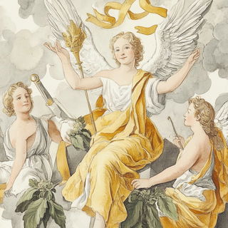 Chromaheraldry style, Midjourney V6.1: classical 18th-century oil painting