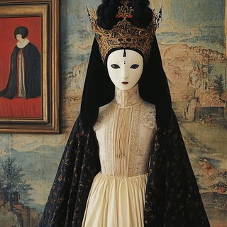 Obsidianarch style, Midjourney V6.1: haute-couture fashion outfit