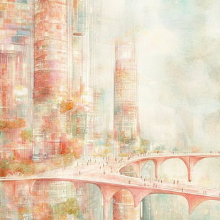 Silhouette Screenprintism style, Midjourney V6.1: megacity with futuristic bioarchitecture