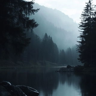 Ravenry Boneweave style, Midjourney V6.1: realistic landscape photograph of quiet dawn