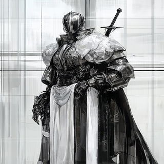 Valleygouache style, Midjourney V6.1: concept art character design of retropunk steam knight