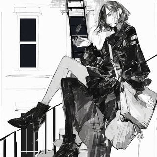 Valleygouache style, Midjourney V6.1: black-and-white manga comic strip