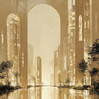 Inkaria style, Midjourney V6.1: megacity with futuristic bioarchitecture