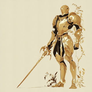 Inkaria style, Midjourney V6.1: concept art character design of retropunk steam knight