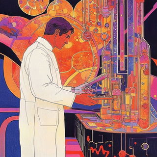 Toriichromia style, Midjourney V6.1: editorial illustration for popular scientific magazine cover