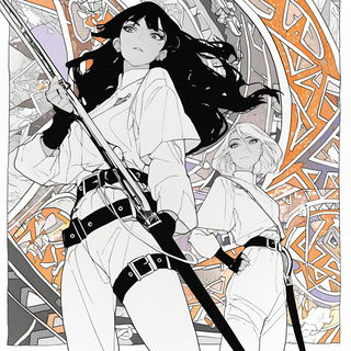 Toriichromia style, Midjourney V6.1: black-and-white manga comic strip