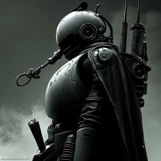 Pixelharbor style, Midjourney V6.1: concept art character design of retropunk steam knight