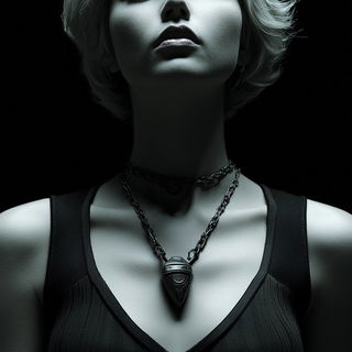 Pixelharbor style, Midjourney V6.1: photographic portrait of female protagonist