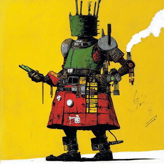 Kinetocastle style, Midjourney V6.1: concept art character design of retropunk steam knight