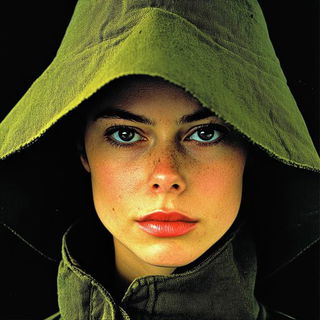 Kinetocastle style, Midjourney V6.1: photographic portrait of female protagonist