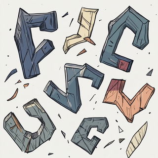 Glazegestalt style, Midjourney V6.1: typographic composition with large letters