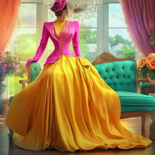 Suspended Anatomy style, Midjourney V6.1: haute-couture fashion outfit