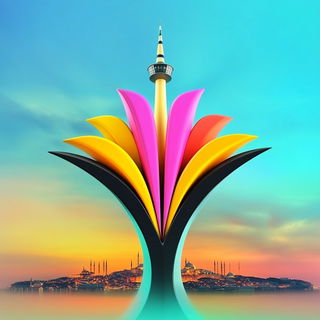 Suspended Anatomy style, Midjourney V6.1: bold minimalist logo design for Istanbul city municipal services