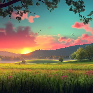 Suspended Anatomy style, Midjourney V6.1: realistic landscape photograph of quiet dawn