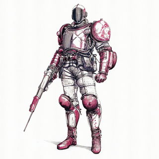 Ashen Paintcell Doctrine style, Midjourney V6.1: concept art character design of retropunk steam knight