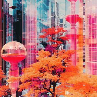 Trailscendance style, Midjourney V6.1: megacity with futuristic bioarchitecture