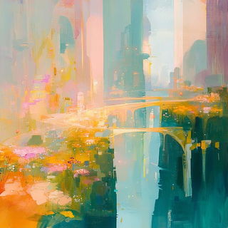Redwood Arabesque style, Midjourney V6.1: megacity with futuristic bioarchitecture