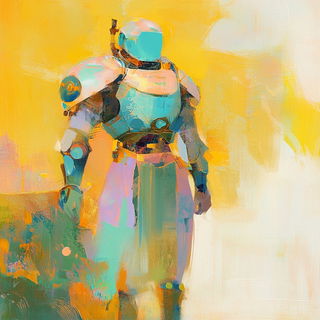 Redwood Arabesque style, Midjourney V6.1: concept art character design of retropunk steam knight
