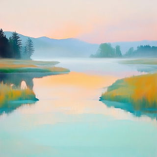 Redwood Arabesque style, Midjourney V6.1: realistic landscape photograph of quiet dawn