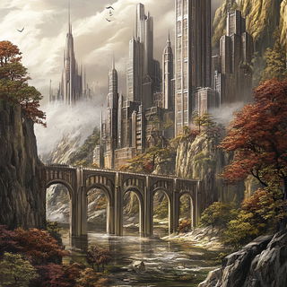 Enamellune style, Midjourney V6.1: megacity with futuristic bioarchitecture