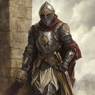 Enamellune style, Midjourney V6.1: concept art character design of retropunk steam knight