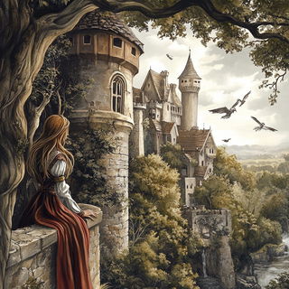 Enamellune style, Midjourney V6.1: retro fairy-tale illustration