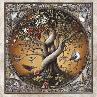 Enamellune style, Midjourney V6.1: traditional folk art