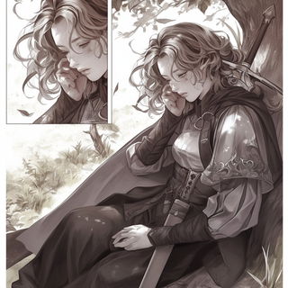 Enamellune style, Midjourney V6.1: black-and-white manga comic strip