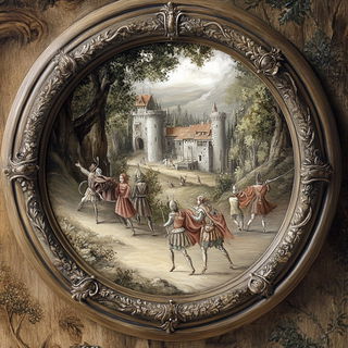 Enamellune style, Midjourney V6.1: classical 18th-century oil painting