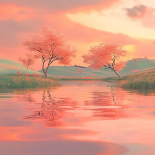 Monitorhead Expressionism style, Midjourney V6.1: realistic landscape photograph of quiet dawn