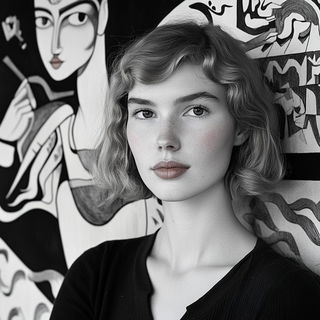 Electrum Cloudstairs style, Midjourney V6.1: photographic portrait of female protagonist