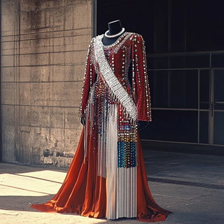 Sporeburst Figures style, Midjourney V6.1: haute-couture fashion outfit
