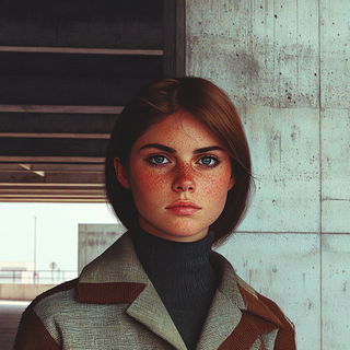 Sporeburst Figures style, Midjourney V6.1: photographic portrait of female protagonist