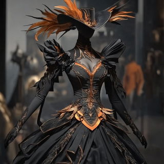 Floracelestia style, Midjourney V6.1: haute-couture fashion outfit