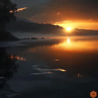 Floracelestia style, Midjourney V6.1: realistic landscape photograph of quiet dawn