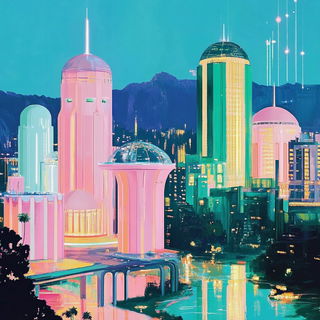 Decklewave style, Midjourney V6.1: megacity with futuristic bioarchitecture