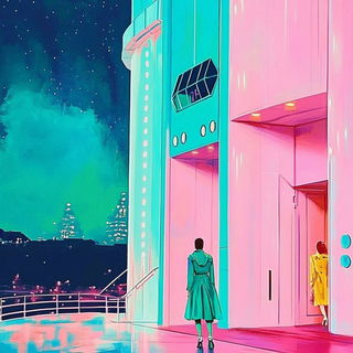 Decklewave style, Midjourney V6.1: cinematic shot from sci-fi movie