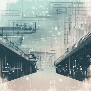Chrysocobalt style, Midjourney V6.1: technical infrastructure blueprint schematics