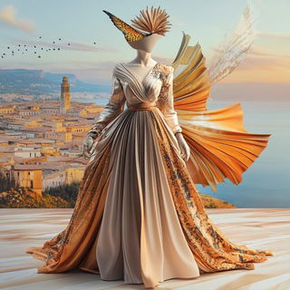 Barocircus style, Midjourney V6.1: haute-couture fashion outfit