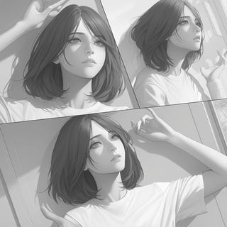 Barocircus style, Midjourney V6.1: black-and-white manga comic strip