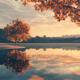Barocircus style, Midjourney V6.1: realistic landscape photograph of quiet dawn