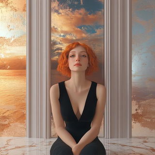 Barocircus style, Midjourney V6.1: photographic portrait of female protagonist
