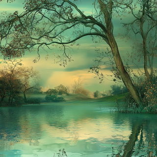 Rose Window Thresholds style, Midjourney V6.1: realistic landscape photograph of quiet dawn