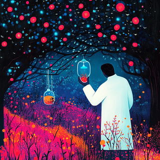 Moss Register style, Midjourney V6.1: editorial illustration for popular scientific magazine cover