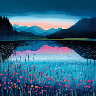 Moss Register style, Midjourney V6.1: realistic landscape photograph of quiet dawn