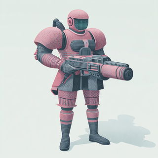 Gilded Ink Cataclysm style, Midjourney V6.1: concept art character design of retropunk steam knight