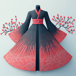 Gilded Ink Cataclysm style, Midjourney V6.1: haute-couture fashion outfit