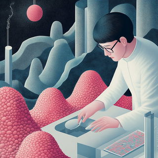 Gilded Ink Cataclysm style, Midjourney V6.1: editorial illustration for popular scientific magazine cover